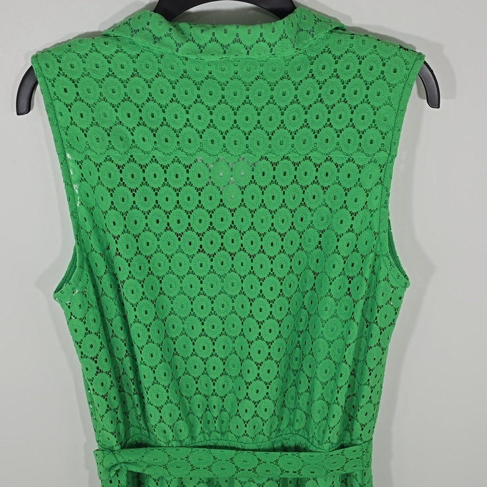 {Emma & Michele} Green Eyelet Sleeveless Lace Belted Dress - Size 12 - Picture 6 of 15